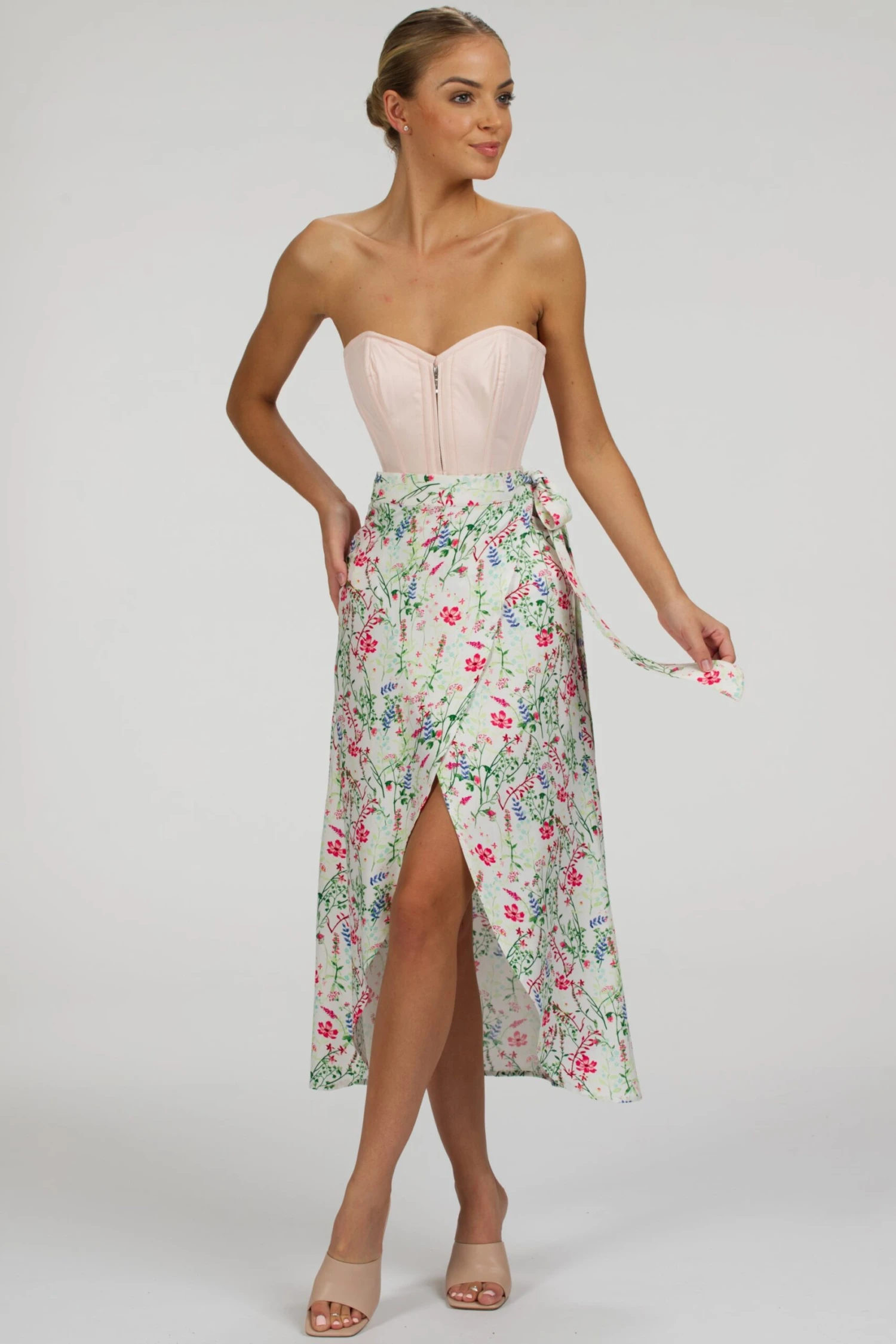 Dahlia Prairie Pink Cotton Overbust Corset With Zip Front 10 Dahlia Prairie Pink Cotton Overbust Corset With Zip Front - Image 10