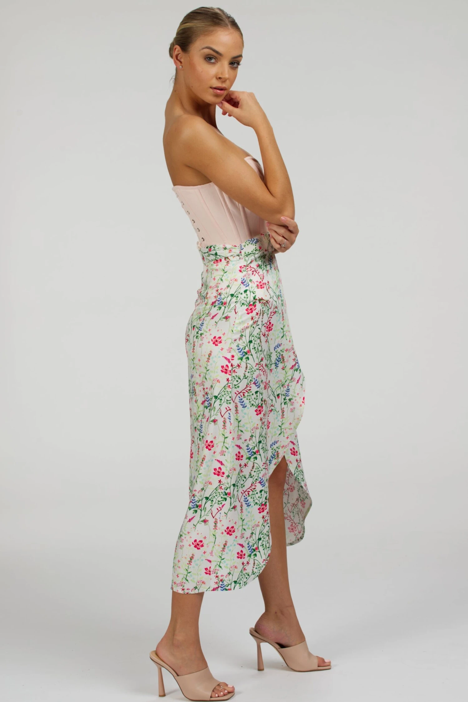 Dahlia Prairie Pink Cotton Overbust Corset With Zip Front 12 Dahlia Prairie Pink Cotton Overbust Corset With Zip Front - Image 12