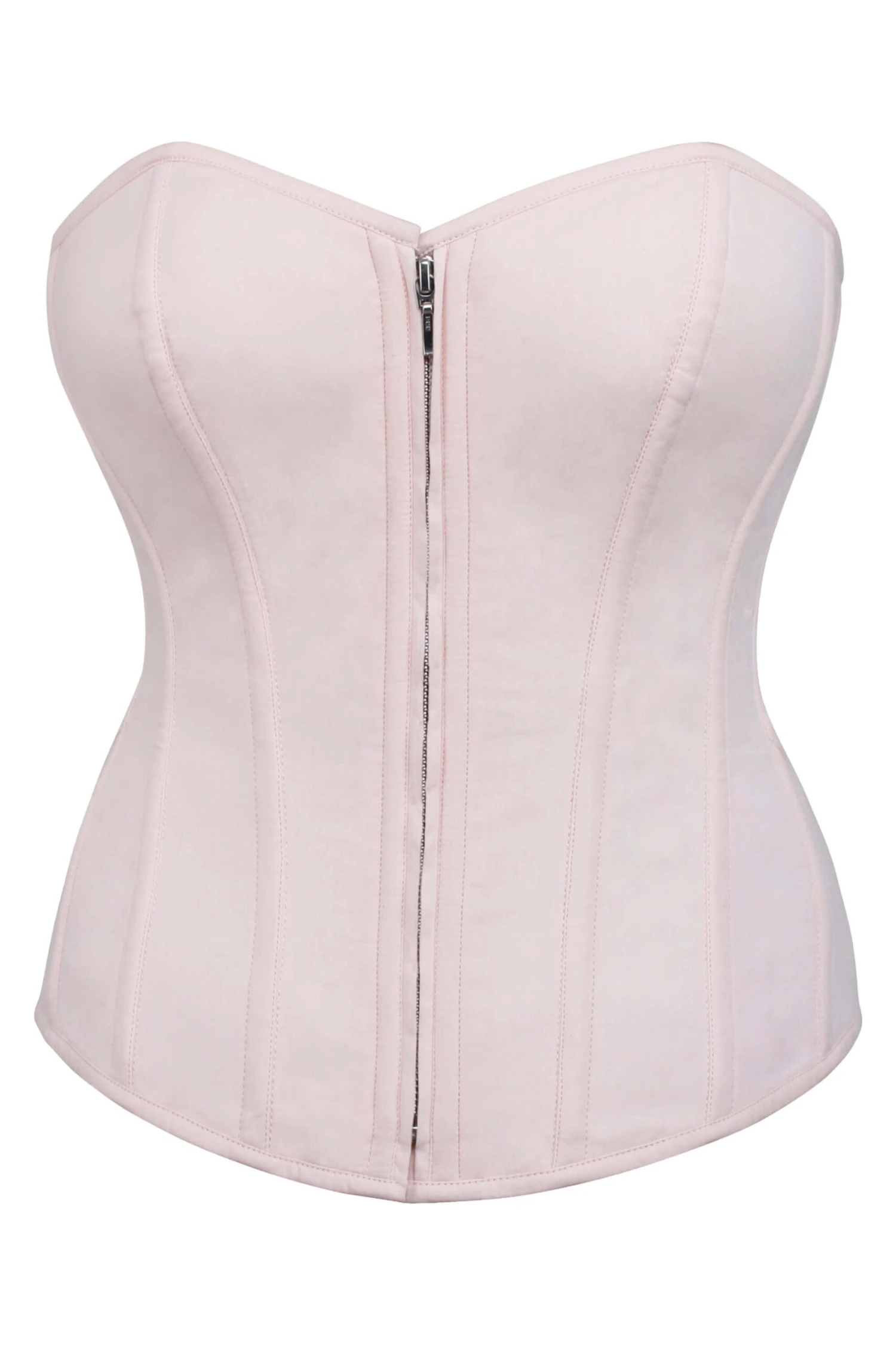 Dahlia Prairie Pink Cotton Overbust Corset With Zip Front 1 Dahlia Prairie Pink Cotton Overbust Corset With Zip Front