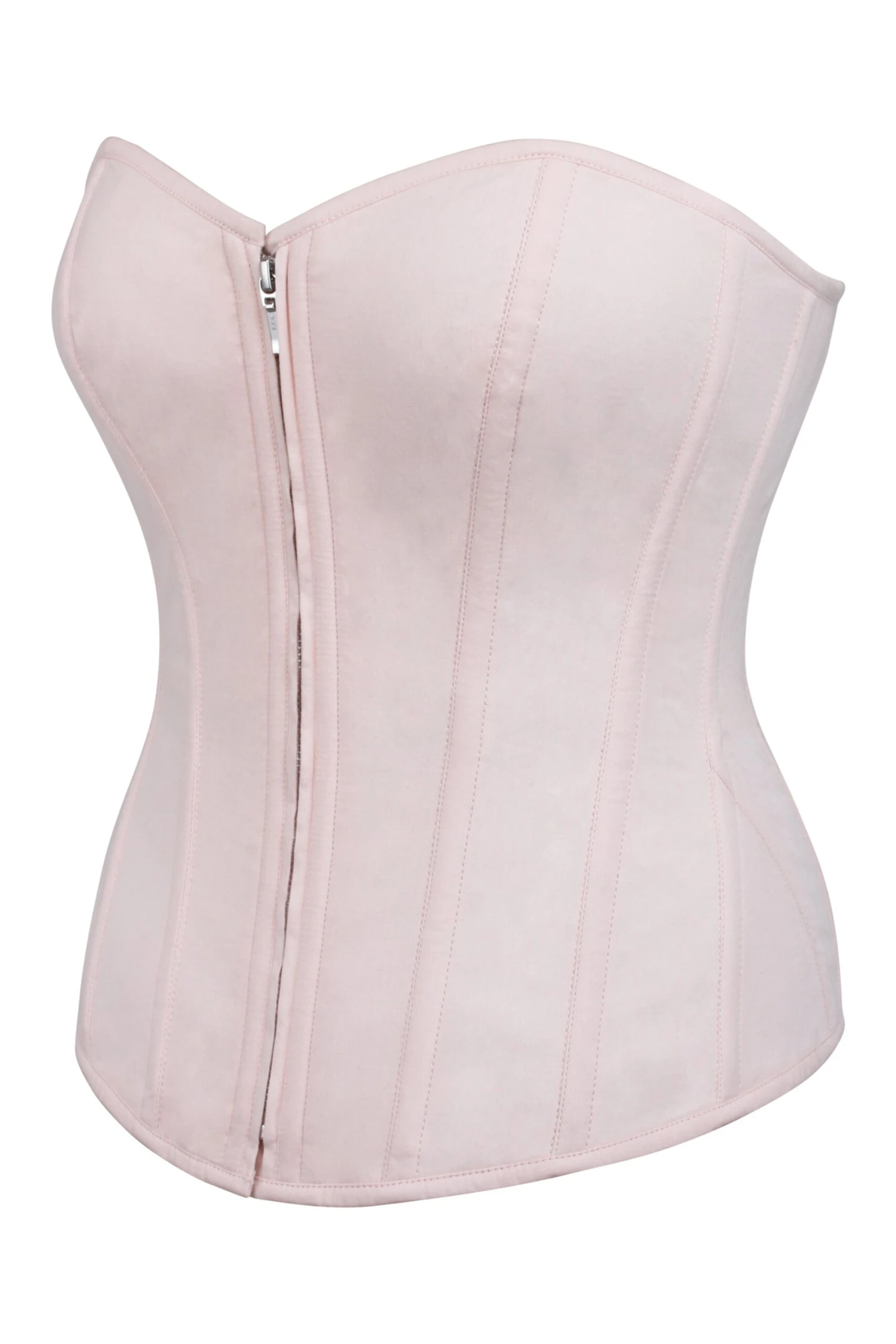 Dahlia Prairie Pink Cotton Overbust Corset With Zip Front 9 Dahlia Prairie Pink Cotton Overbust Corset With Zip Front - Image 9