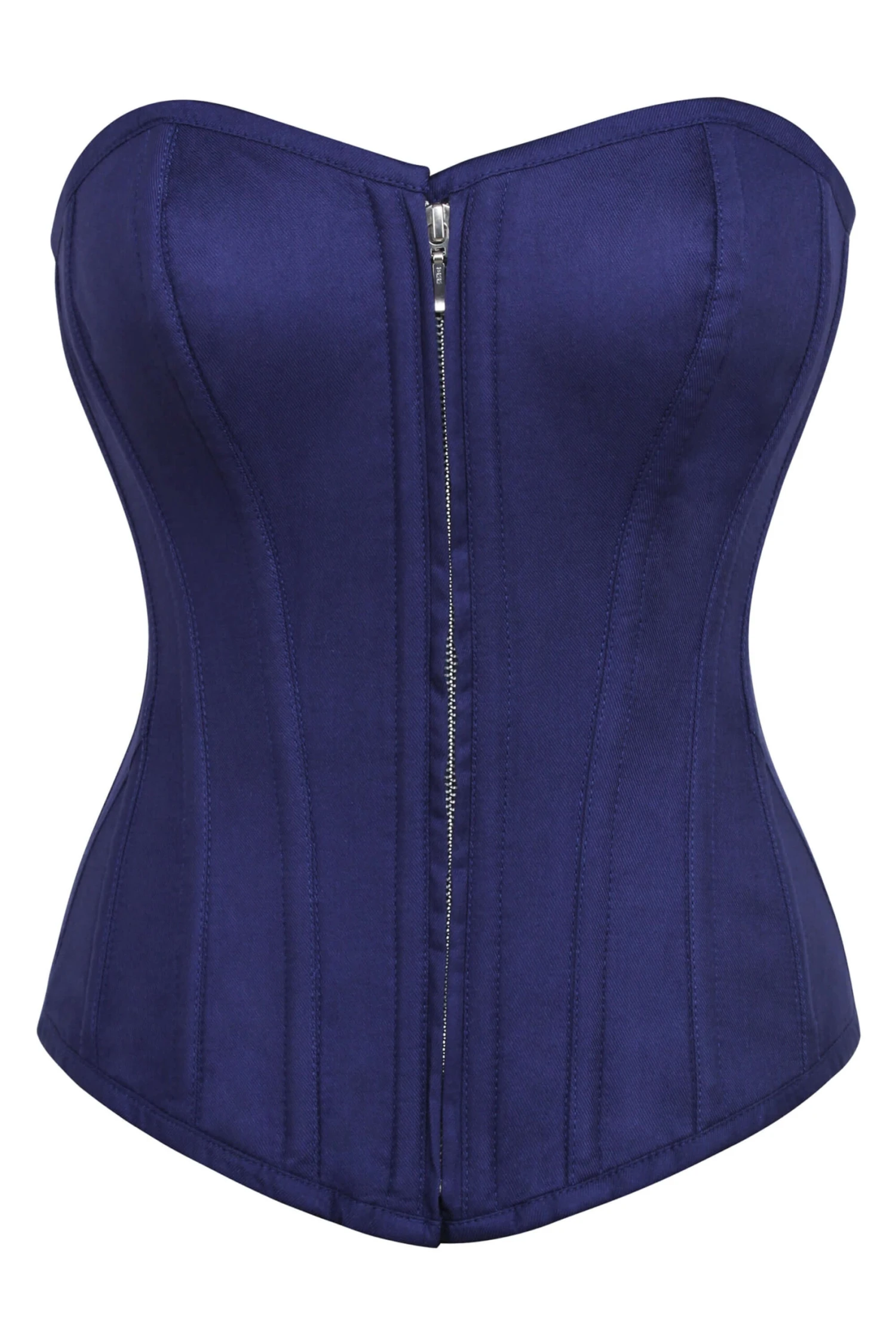 Dahlia Summer Navy Viscose Overbust Corset With Zip Front 1 Dahlia Summer Navy Viscose Overbust Corset With Zip Front