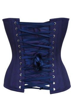 Dahlia Summer Navy Viscose Overbust Corset With Zip Front 6 Dahlia Summer Navy Viscose Overbust Corset With Zip Front -Corset Story SC 0102