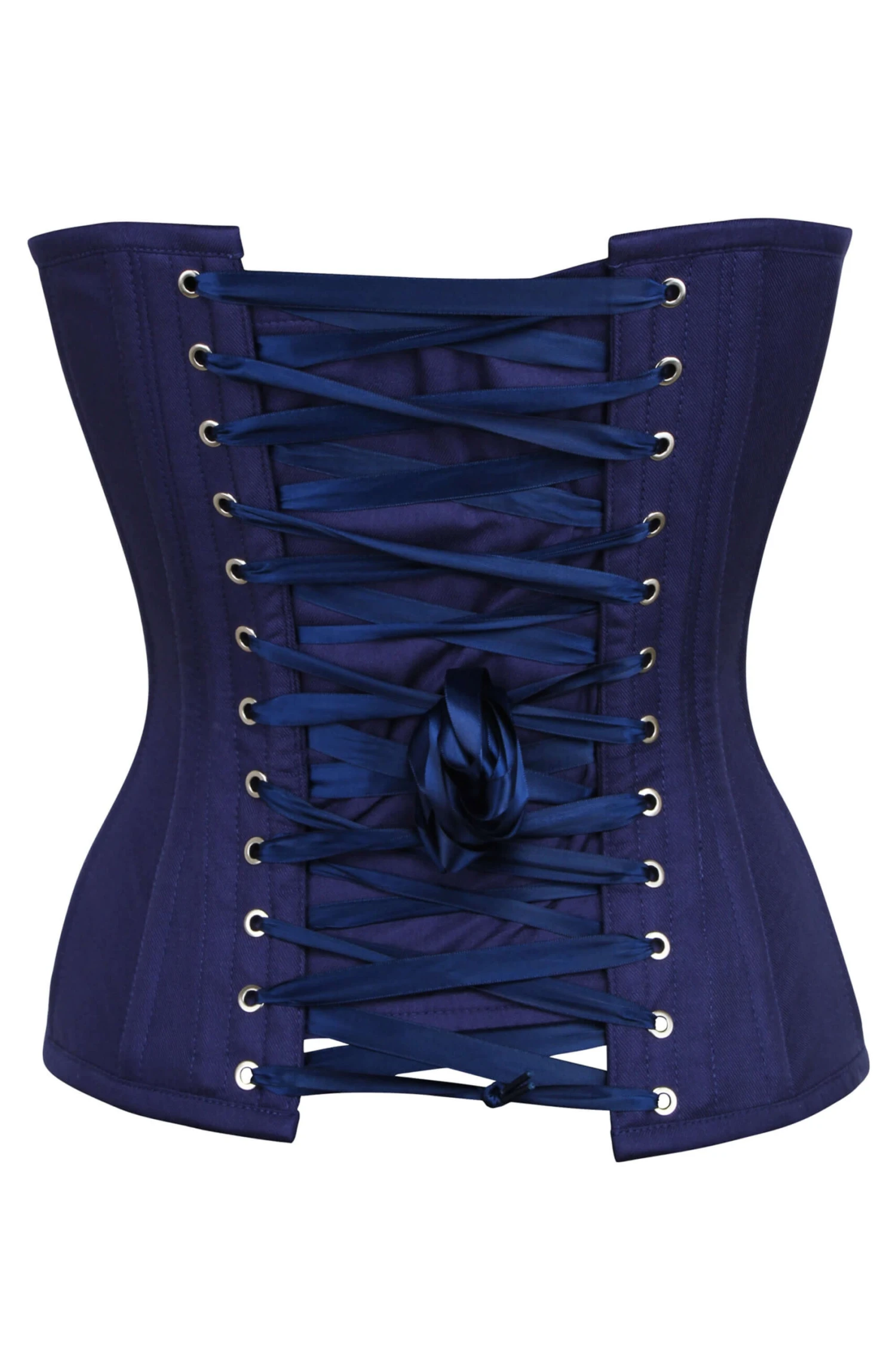 Dahlia Summer Navy Viscose Overbust Corset With Zip Front 3 Dahlia Summer Navy Viscose Overbust Corset With Zip Front - Image 3
