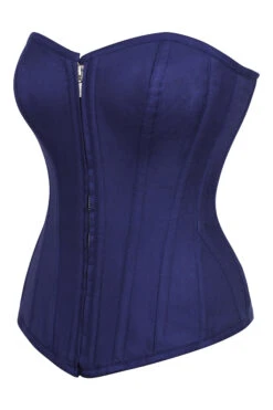Dahlia Summer Navy Viscose Overbust Corset With Zip Front 7 Dahlia Summer Navy Viscose Overbust Corset With Zip Front -Corset Story SC 0103