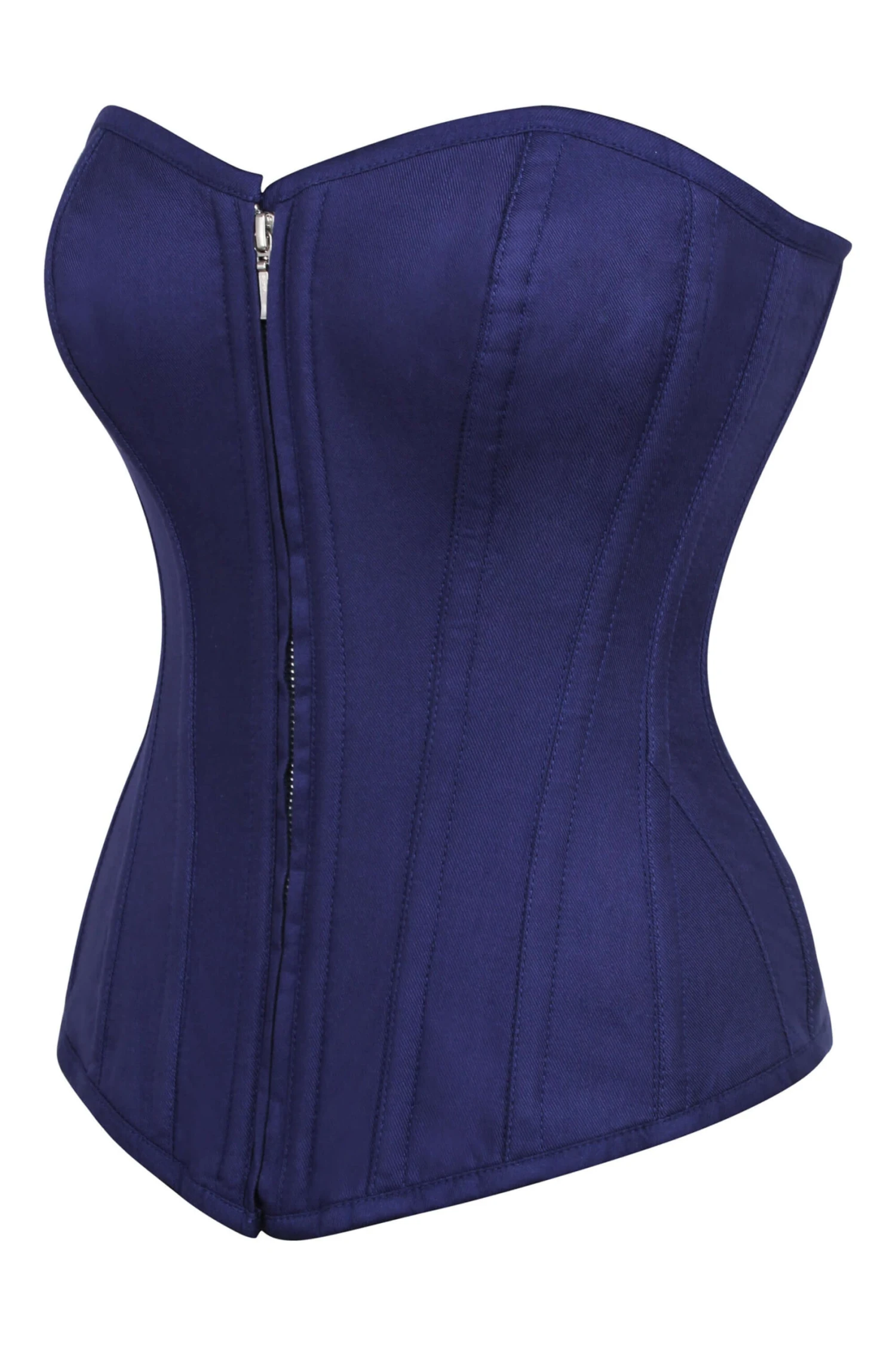 Dahlia Summer Navy Viscose Overbust Corset With Zip Front 4 Dahlia Summer Navy Viscose Overbust Corset With Zip Front - Image 4