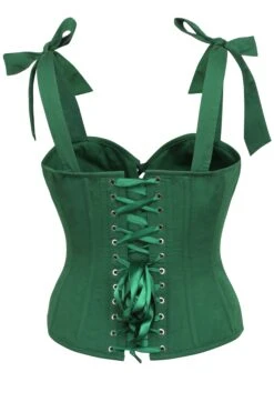 Daphne Heritage Green Cotton Corset Top With Straps -Corset Story SC 0292
