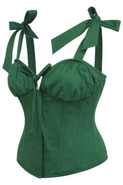 Daphne Heritage Green Cotton Corset Top With Straps -Corset Story SC 0293
