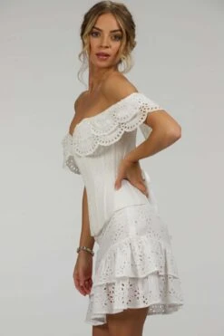 Alyssum White Broderie Anglaise Cotton Corset Top With Double Frill Sleeves 24 Alyssum White Broderie Anglaise Cotton Corset Top With Double Frill Sleeves -Corset Story SC 038 website 6