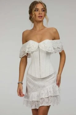 Alyssum White Broderie Anglaise Cotton Corset Top With Double Frill Sleeves 23 Alyssum White Broderie Anglaise Cotton Corset Top With Double Frill Sleeves -Corset Story SC 038 website 8