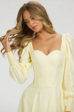 Sunflower Lemon Sorbet Corset Dress With Long Sleeves -Corset Story SC 057 website 4