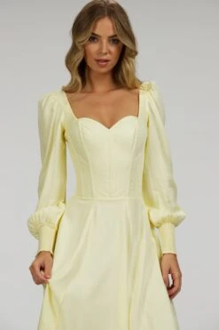 Sunflower Lemon Sorbet Corset Dress With Long Sleeves -Corset Story SC 057 website 6