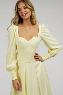 Sunflower Lemon Sorbet Corset Dress With Long Sleeves -Corset Story SC 057 website 7