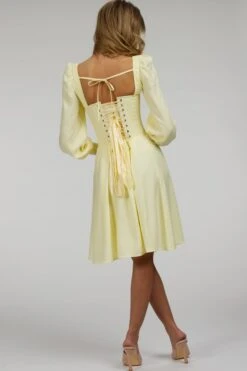 Sunflower Lemon Sorbet Corset Dress With Long Sleeves -Corset Story SC 057 website 9