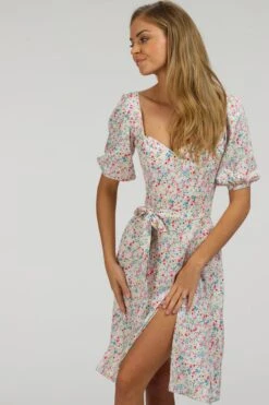 Gladiolus Ditsy Viscose Corset Dress With Puff Sleeves -Corset Story SC 059 website 4