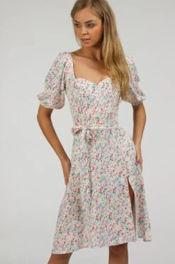 Gladiolus Ditsy Viscose Corset Dress With Puff Sleeves -Corset Story SC 059 website 5