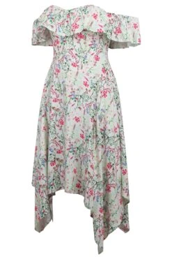 Cassia Meadow Viscose Corset Dress With Bardot Neckline And Handkerchief Hem -Corset Story SC 0633