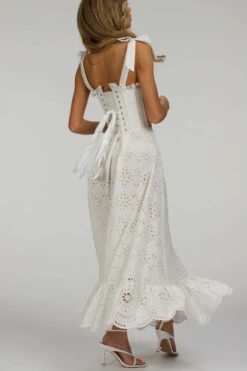 Camelia White Broderie Anglaise Cotton Corset Maxi Dress 15 Camelia White Broderie Anglaise Cotton Corset Maxi Dress -Corset Story SC 064 website 1