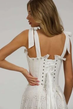 Camelia White Broderie Anglaise Cotton Corset Maxi Dress 18 Camelia White Broderie Anglaise Cotton Corset Maxi Dress -Corset Story SC 064 website 7