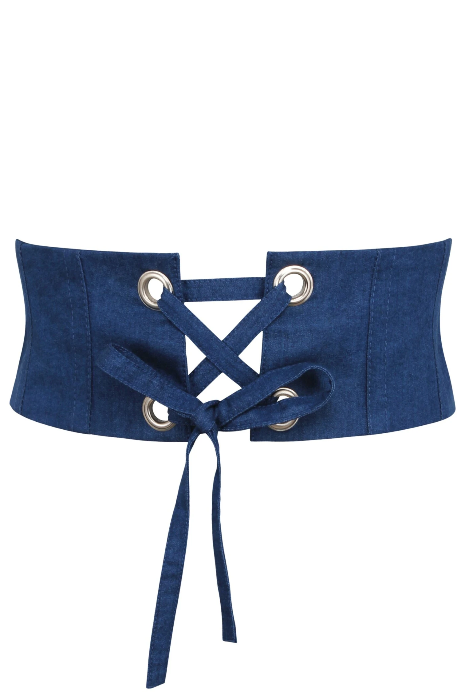 Violet Blue Chambray Corset Style Belt 1 Violet Blue Chambray Corset Style Belt