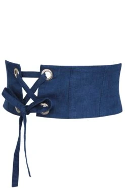Violet Blue Chambray Corset Style Belt 13 Violet Blue Chambray Corset Style Belt -Corset Story SC 072 side
