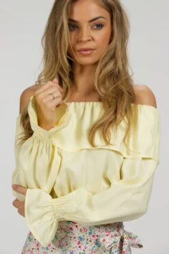 Rosalie Lemon Sorbet Viscose Cropped Bardot Neckline Top -Corset Story SC 075 website 11