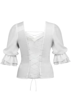 Liana White Viscose Corset-Inspired Backless Top 29 Liana White Viscose Corset-Inspired Backless Top -Corset Story SC 0782