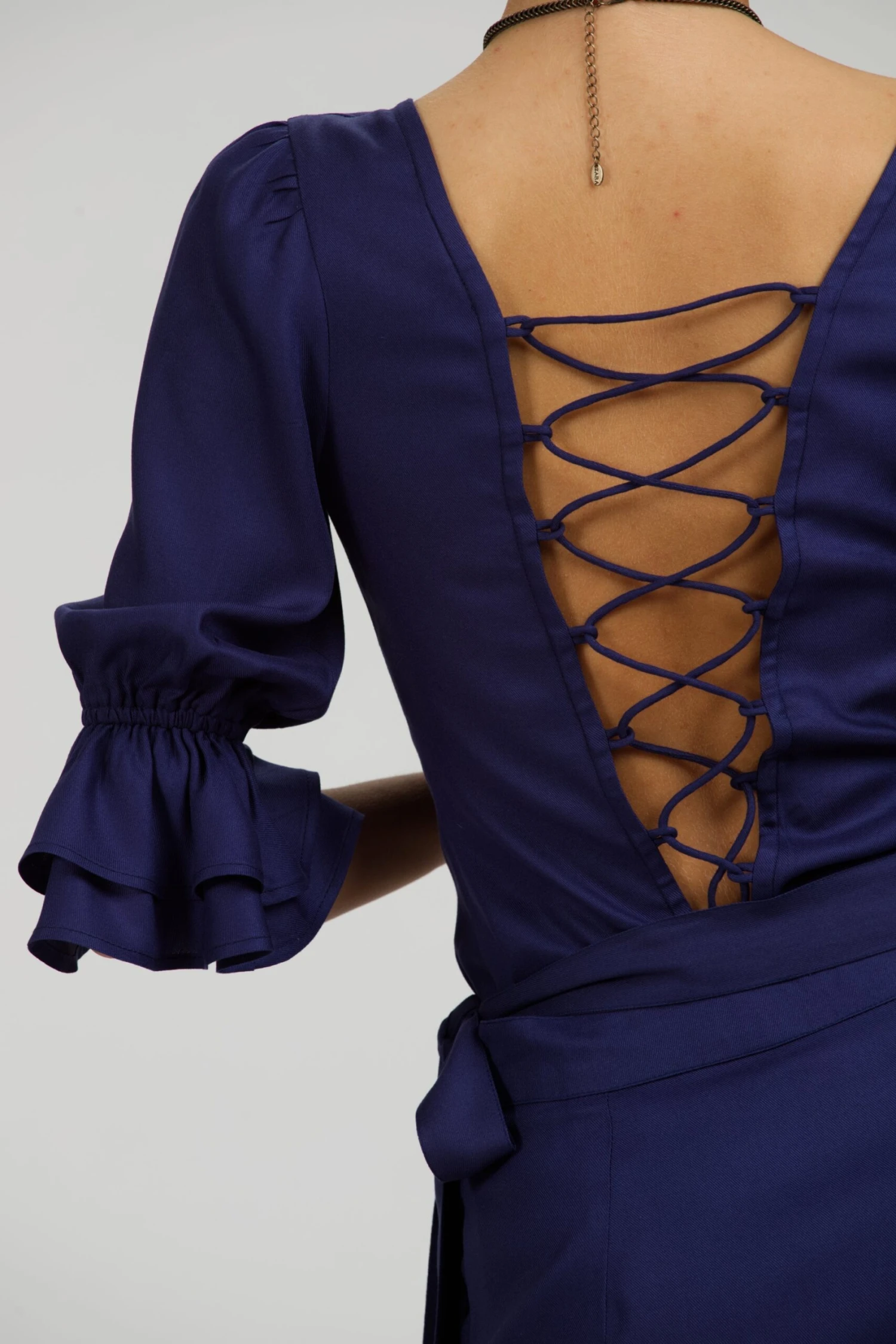 Liana Summer Navy Viscose Corset-Inspired Backless Top 6 Liana Summer Navy Viscose Corset-Inspired Backless Top - Image 6