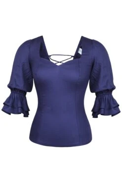 Liana Summer Navy Viscose Corset-Inspired Backless Top