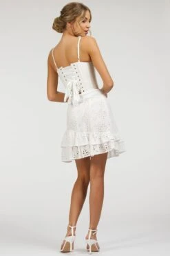 Sammy White Broderie Anglaise Cotton Skirt With Asymmetric Frill -Corset Story SC 083 website 19