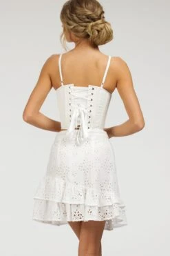 Sammy White Broderie Anglaise Cotton Skirt With Asymmetric Frill -Corset Story SC 083 website 20