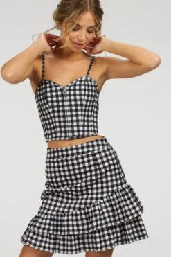 Sammy Black Gingham Cotton Skirt With Asymmetric Frill -Corset Story SC 084 website 18