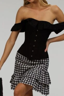 Sammy Black Gingham Cotton Skirt With Asymmetric Frill -Corset Story SC 084 website 5