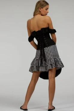 Sammy Black Gingham Cotton Skirt With Asymmetric Frill -Corset Story SC 084 website 7