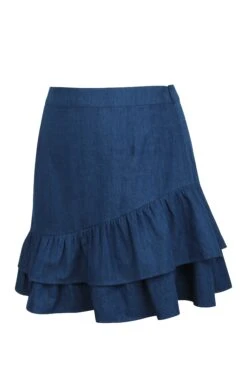 Sammy Blue Chambray Skirt With Asymmetric Frill -Corset Story SC 0853