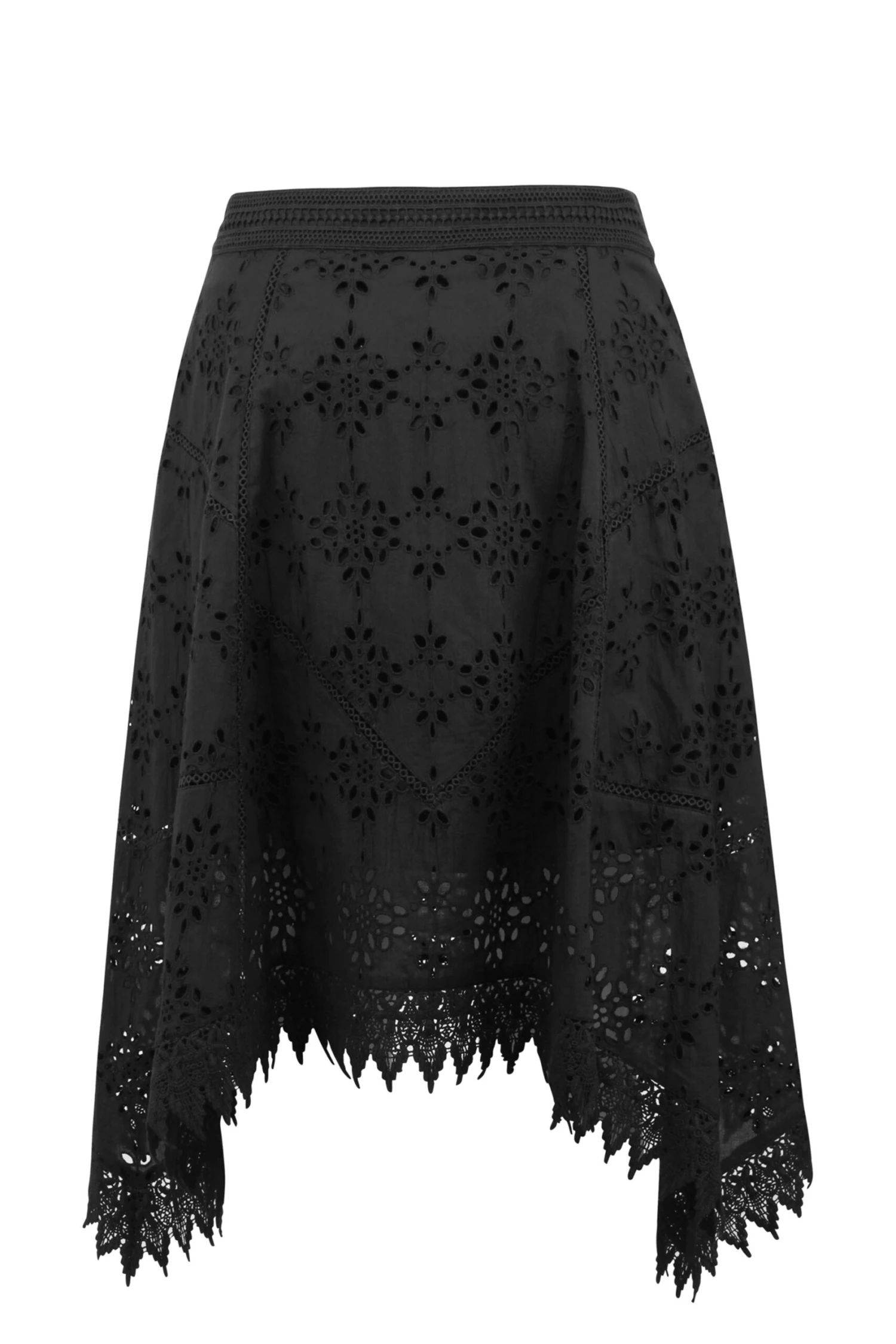 Jasmine Black Broderie Anglaise Cotton Handkerchief Skirt 2 Jasmine Black Broderie Anglaise Cotton Handkerchief Skirt - Image 2