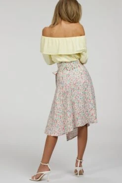 Rosalie Lemon Sorbet Viscose Cropped Bardot Neckline Top -Corset Story SC 092 website 1