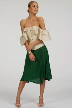 Agapanthus Heritage Green Rayon Asymmetric Wrap Skirt -Corset Story SC 093 website 1
