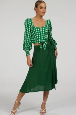 Agapanthus Heritage Green Rayon Asymmetric Wrap Skirt -Corset Story SC 093 website 17