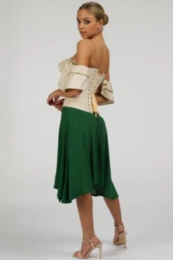 Agapanthus Heritage Green Rayon Asymmetric Wrap Skirt -Corset Story SC 093 website 2