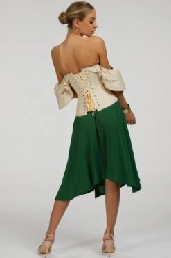 Agapanthus Heritage Green Rayon Asymmetric Wrap Skirt -Corset Story SC 093 website 3