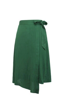 Agapanthus Heritage Green Rayon Asymmetric Wrap Skirt