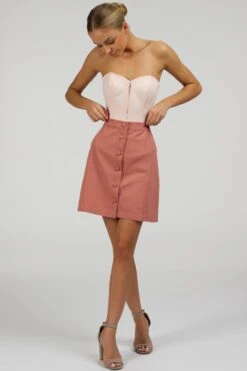 Poppy Dusk Rose Cotton Twill Skirt With Self Covered Buttons -Corset Story SC 096 website 2 a4c8ca96 7765 4247 98b3 9b64e5f92a20