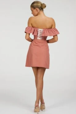 Poppy Dusk Rose Cotton Twill Skirt With Self Covered Buttons -Corset Story SC 096 website 7