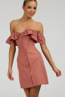 Poppy Dusk Rose Cotton Twill Skirt With Self Covered Buttons -Corset Story SC 096 website 9