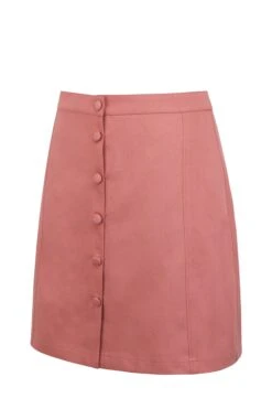 Poppy Dusk Rose Cotton Twill Skirt With Self Covered Buttons -Corset Story SC 0963