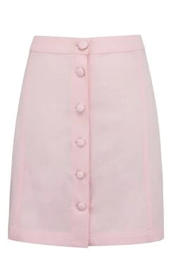 Poppy Prairie PInk Cotton Twill Skirt With Self Covered Buttons