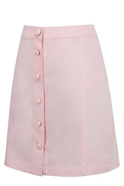 Poppy Prairie PInk Cotton Twill Skirt With Self Covered Buttons -Corset Story SC 0973