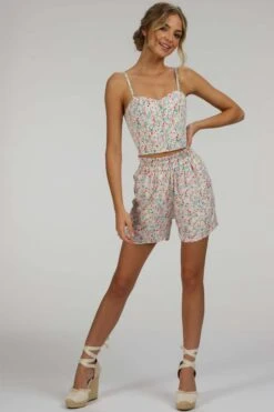 Calla Ditsy Viscose Elasticated Paperbag Shorts -Corset Story SC 101 website 10