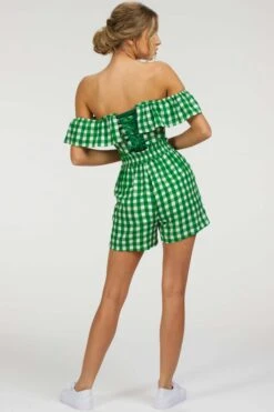 Calla Gingham Green Viscose Elasticated Paperbag Shorts -Corset Story SC 102 website 6 5688e933 e4e2 456b bf3b b7f56e4d5c32