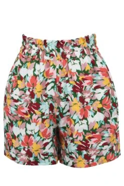 Calla Floral Explosion Viscose Elasticated Paperbag Shorts